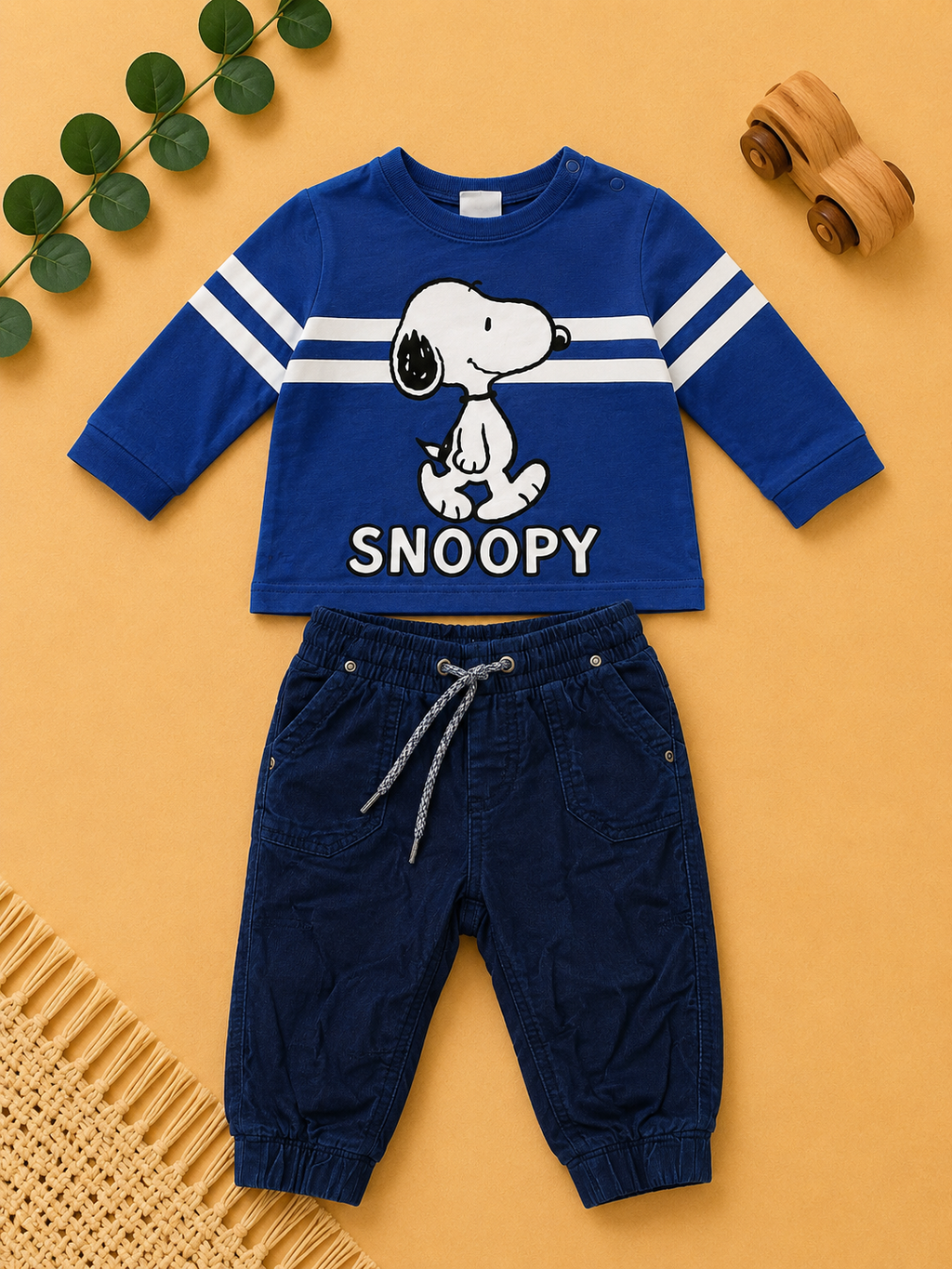 Baby-Set Snoopy Langarmshirt & Cord-Jogginghose