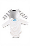 Baby Sleep 2er-Pack Bodys Langarm Weiss & Schwarz-Weiss Gestreift