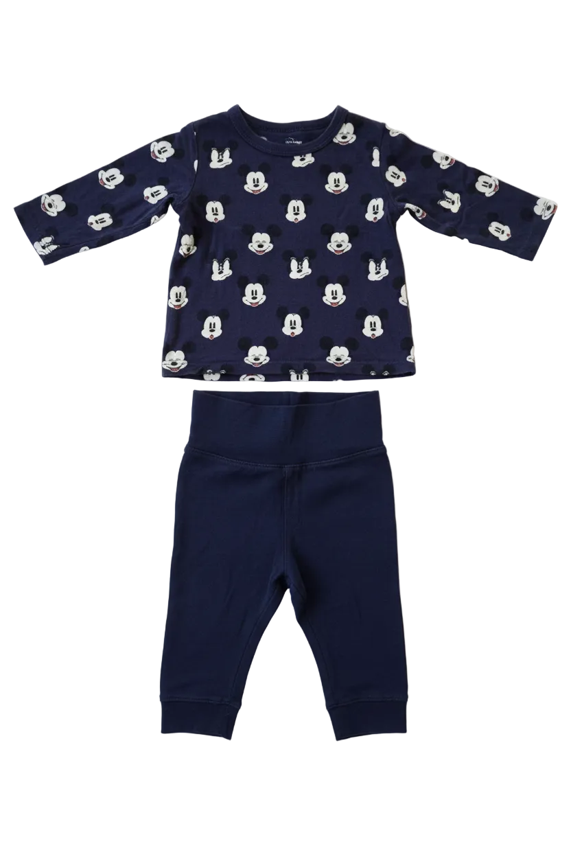 Baby-Set Mickey Mouse Allover Navy Langarmshirt & Jeans H&M