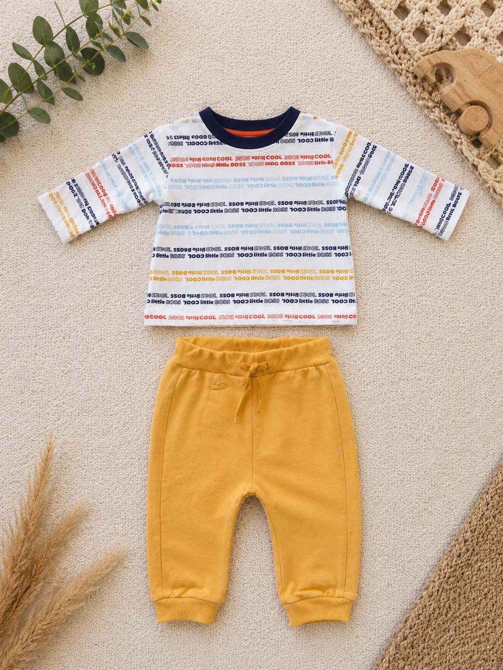 Baby-Set Little Cool Boss Langarmshirt & Jogginghose