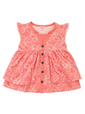 Sommerkleid Pink mit Blättermuster