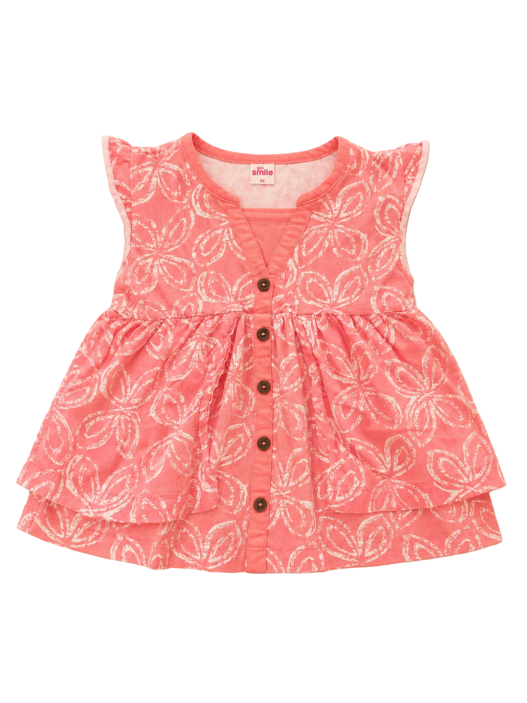 Sommerkleid Pink mit Blättermuster