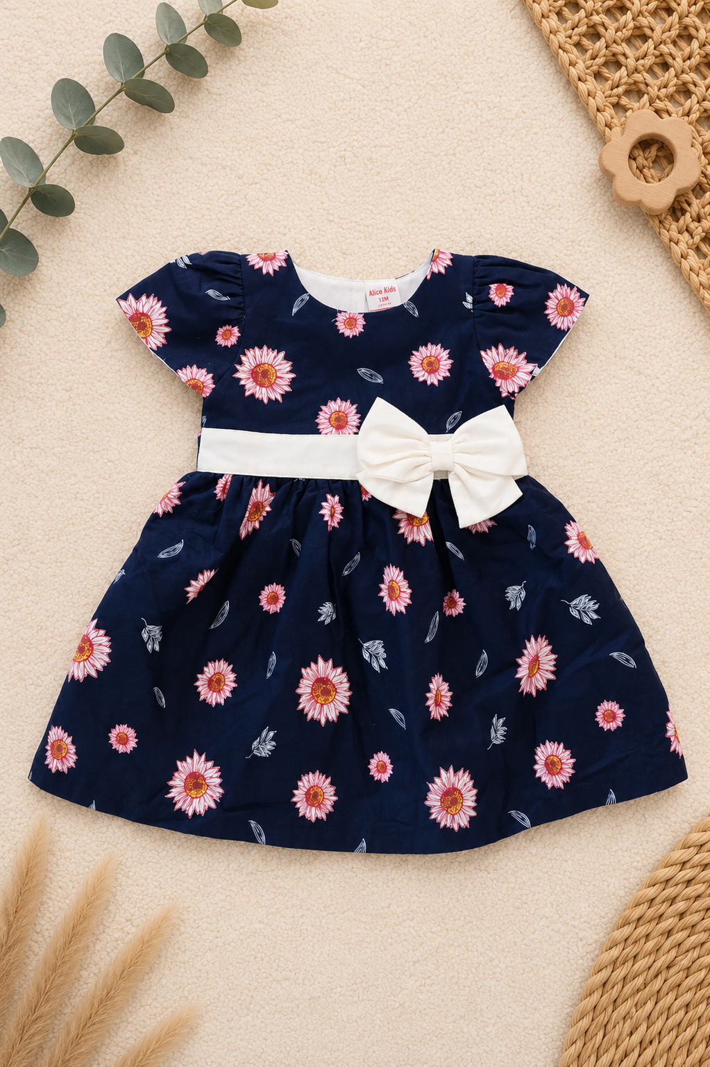 Alice Kids Kleid Marine Sonnenblumen