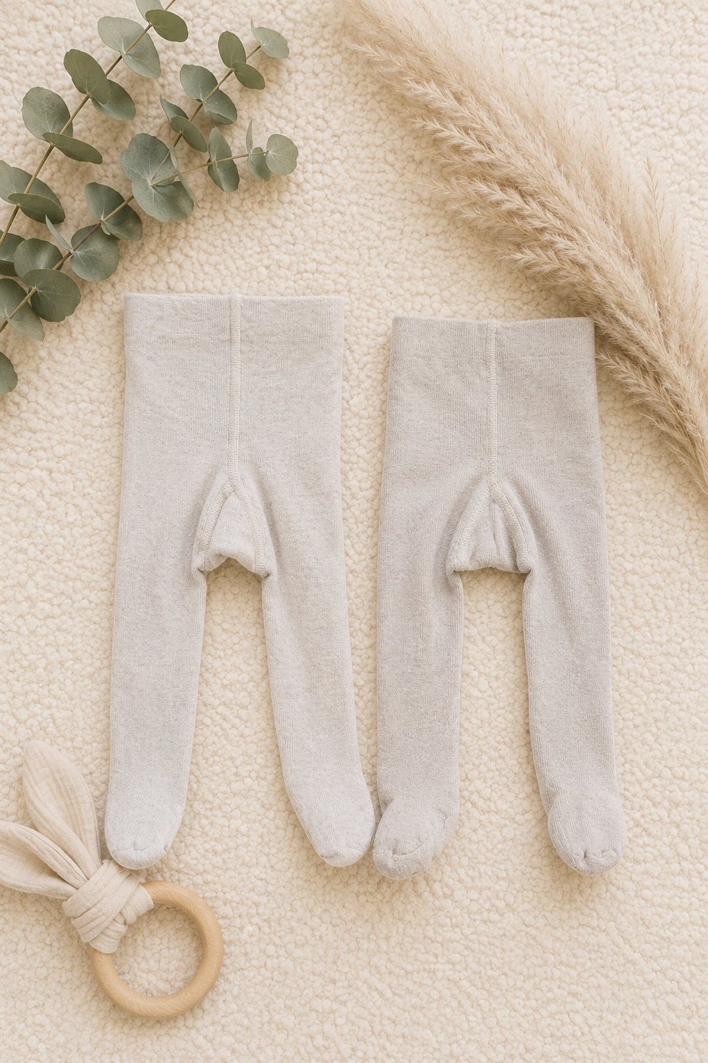 H&M Strumpfhose mit Füsschen Beige-Melé