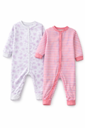 2 Baby Strampler Set Rosa/Weiss