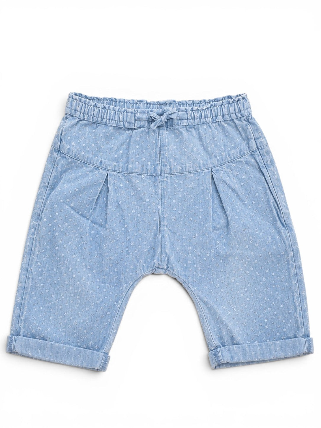 Denim-Shorts Hellblau Ditsy-Print