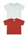 2er-Pack T-Shirt Gestreift & Rot