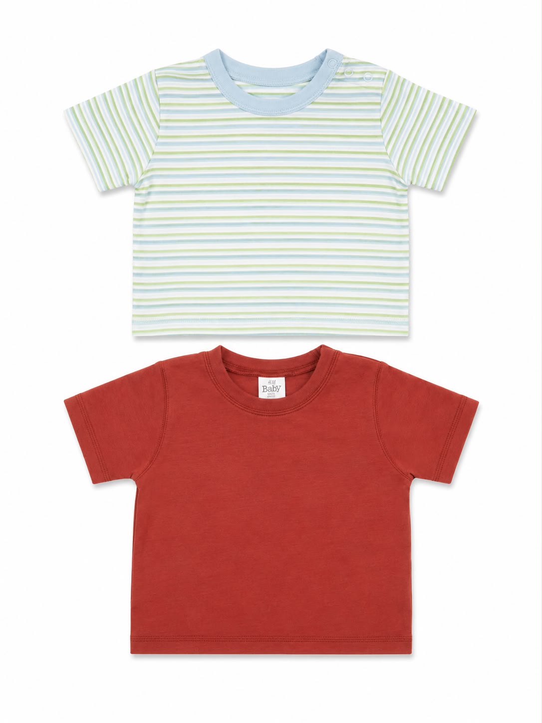 2er-Pack T-Shirt Gestreift & Rot