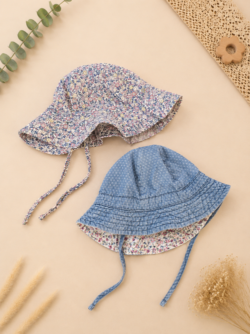 2er-Pack Sonnenhut Blumen & Denim