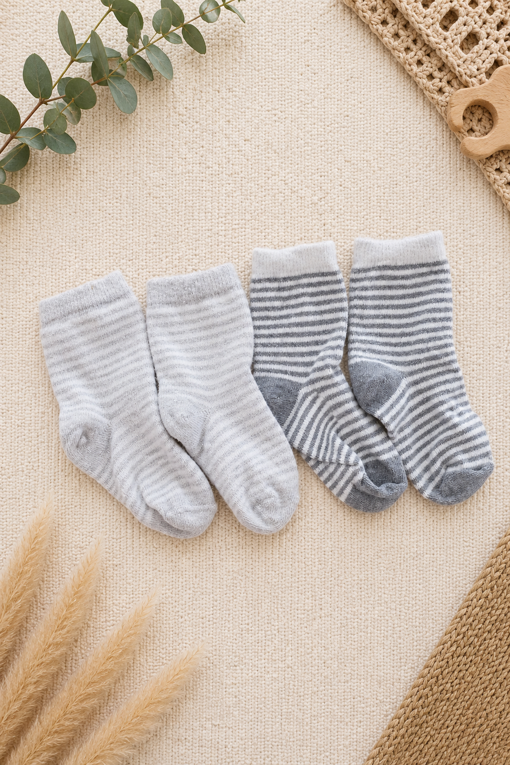 2er Set Babysocken Grau