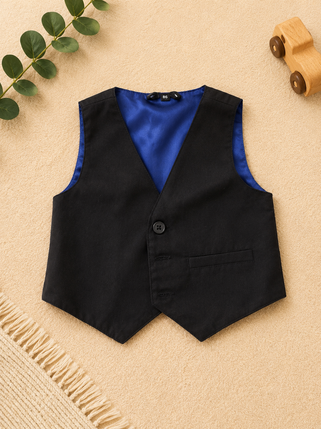 Baby-Sakkoweste Schwarz mit Blau-Innenfutter