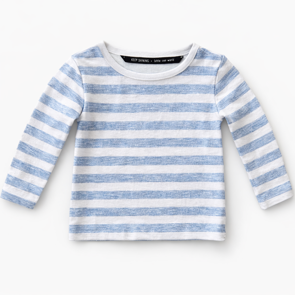 T-shirt manches longues enfant – Rayé bleu et blanc