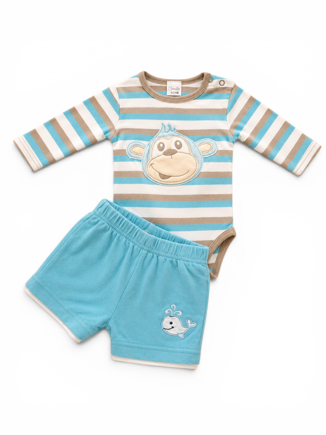 Baby-Set Gestreifter Body & Shorts "Smile"