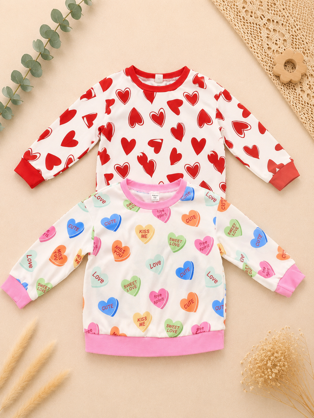 2er-Pack Sweatshirt Herzen