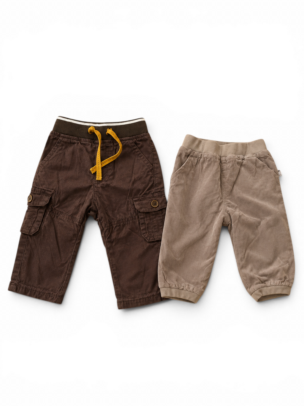 2er-Set Baby-Hosen Cargo Dunkelbraun & Cord Grau