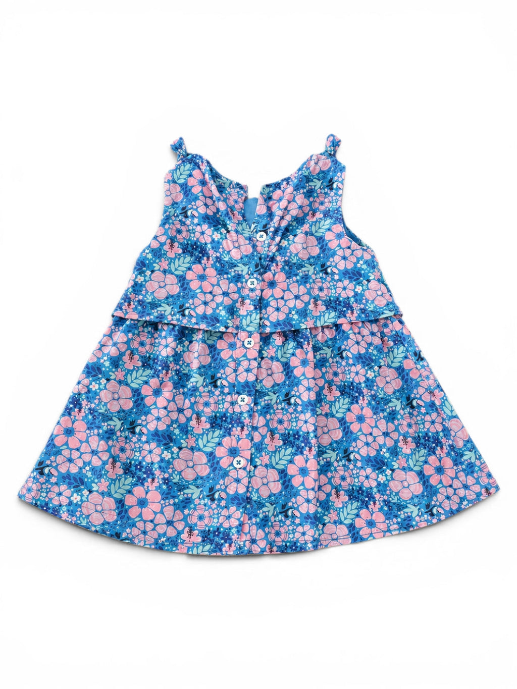 Kleid Blau Blumen Stufenrock
