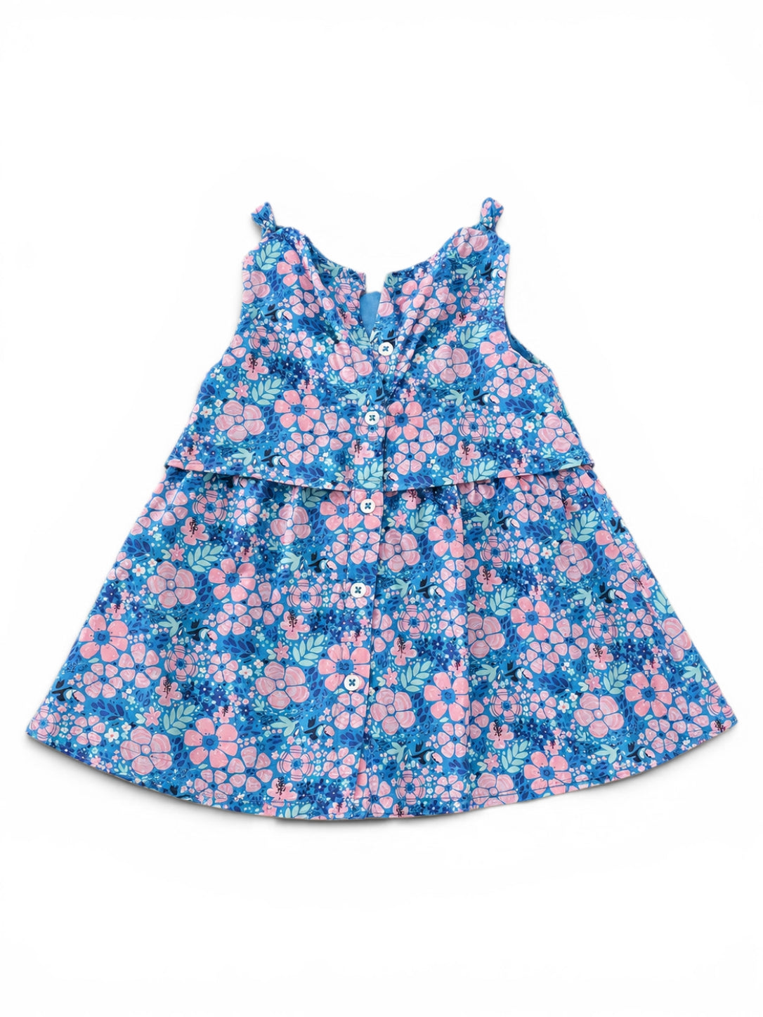 Kleid Blau Blumen Stufenrock