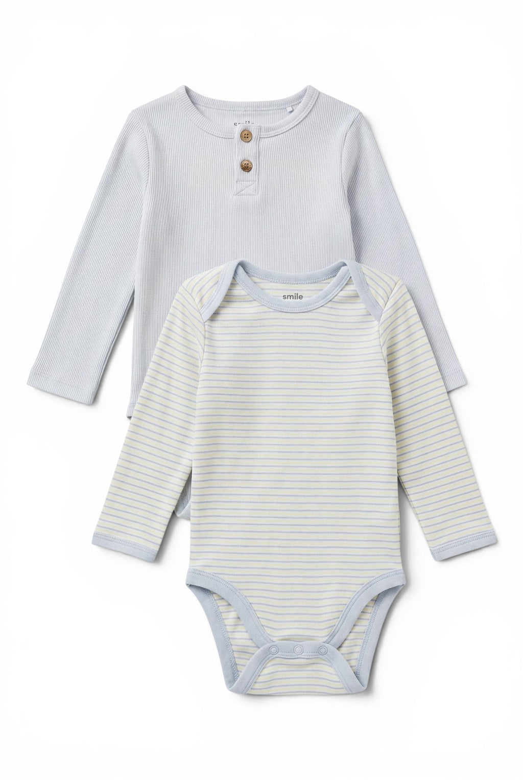 2er-Set Langarm-Body Hellblau & Gestreift