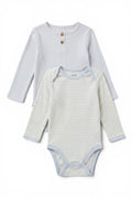 2er-Set Langarm-Body Hellblau & Gestreift