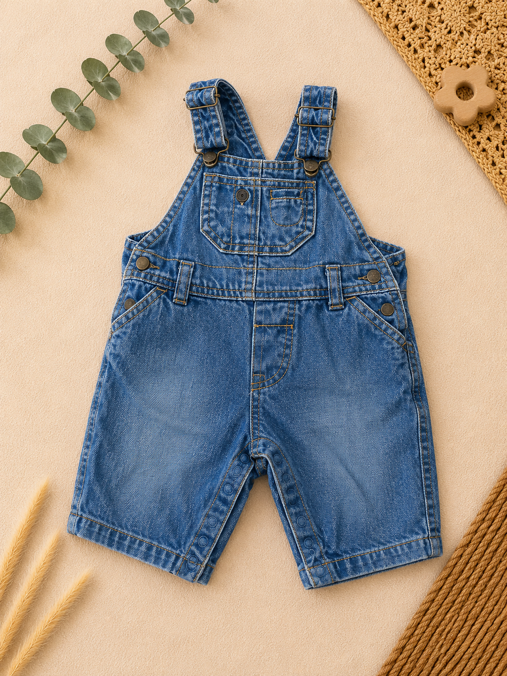 H&M Jeans-Latzhose Kurz Blau