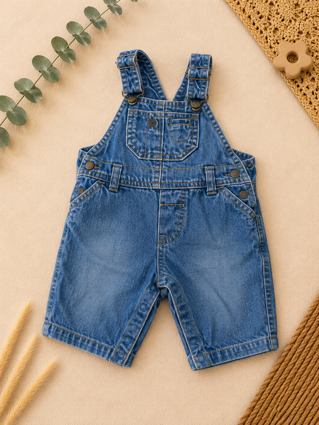 H&M Jeans-Latzhose Kurz Blau