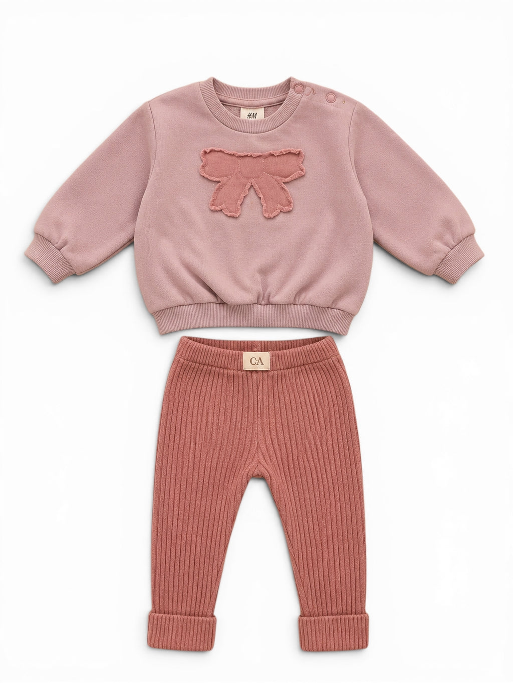 H&M Pullover und C&A Rib Hose Set Rosa