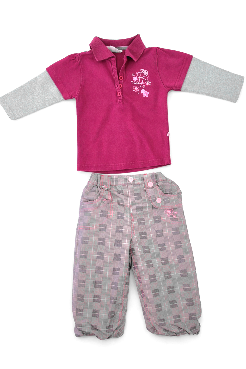 Stylish Girls' Set in Pink & Gray