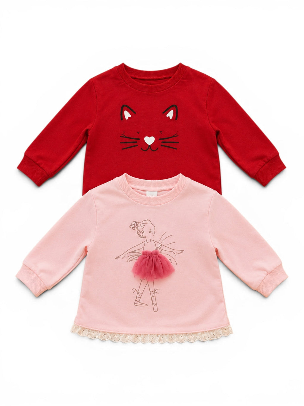 2er-Pack Sweatshirt Katze & Ballerina