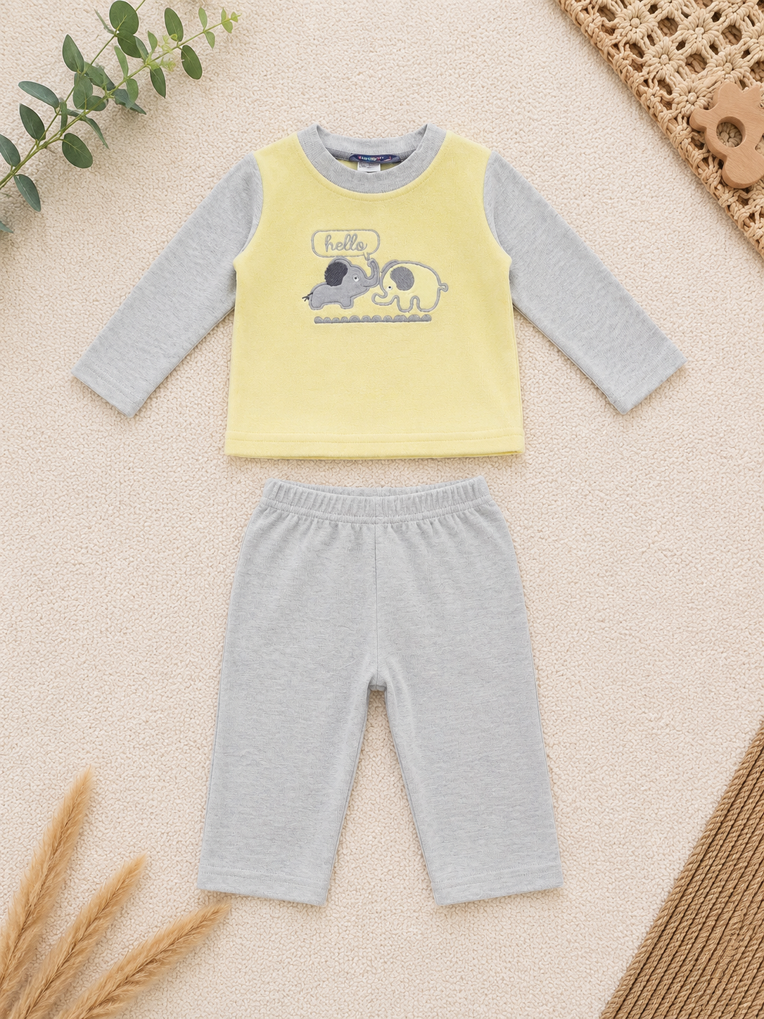 Baby-Set "Hello" Elefant Velours