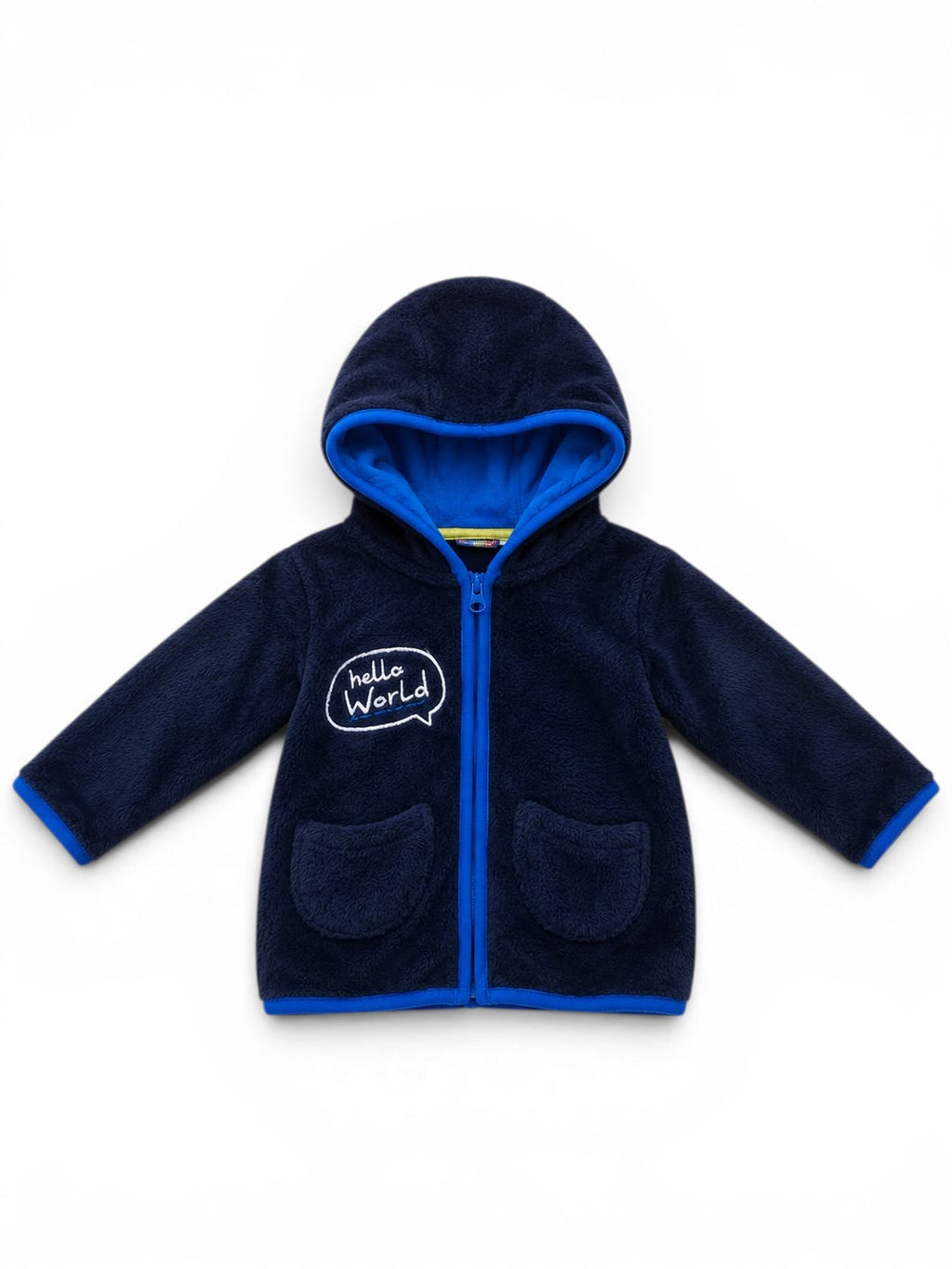 Baby-Fleecejacke Navy "Hello World"