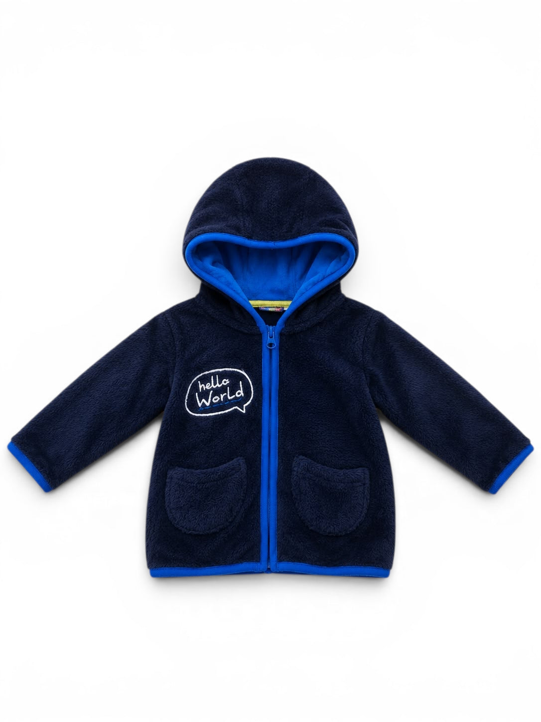 Baby-Fleecejacke Navy "Hello World"