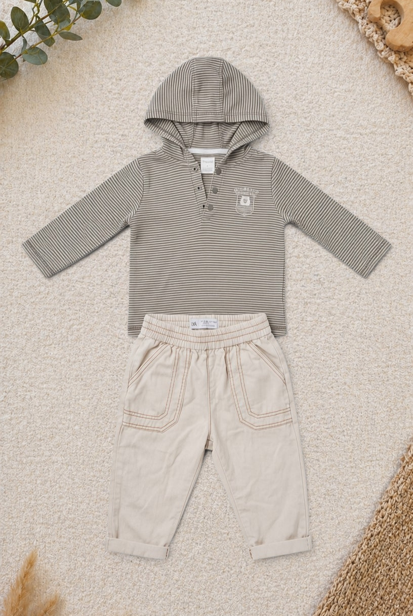 2-teiliges Set Hoodie & Beige Chino Hose ZARA