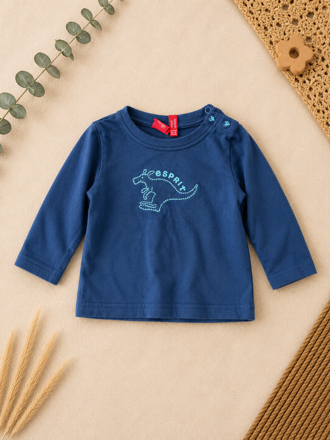 Esprit Langarm-Shirt Navy Känguru-Stickerei