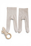 H&M Strumpfhose mit Füsschen Beige-Melé