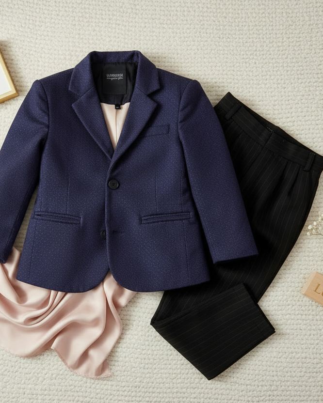 Kids Suit – Blazer & Pinstripe Trousers 2-Piece Outfit