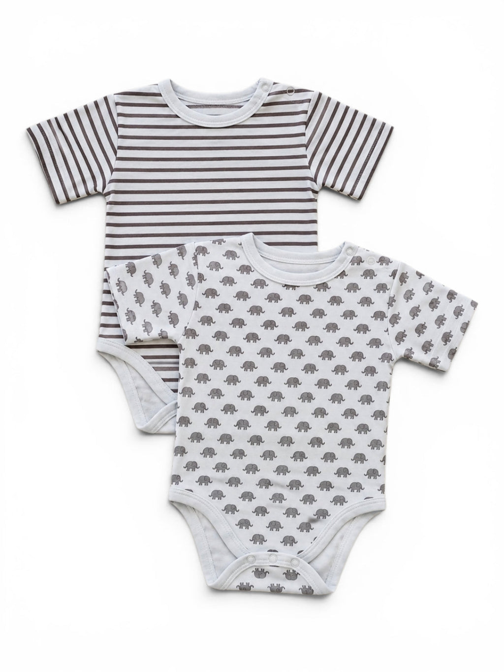 2er-Pack Kurzarm-Body Gestreift & Elefant biocotton