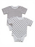 2er-Pack Kurzarm-Body Gestreift & Elefant biocotton