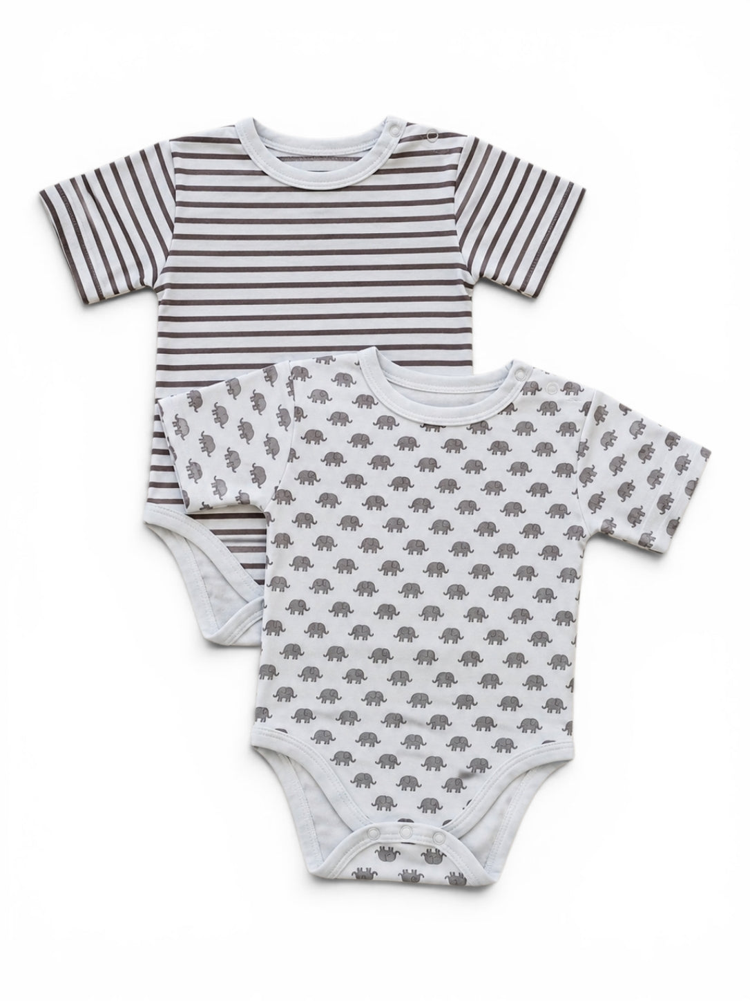 2er-Pack Kurzarm-Body Gestreift & Elefant biocotton