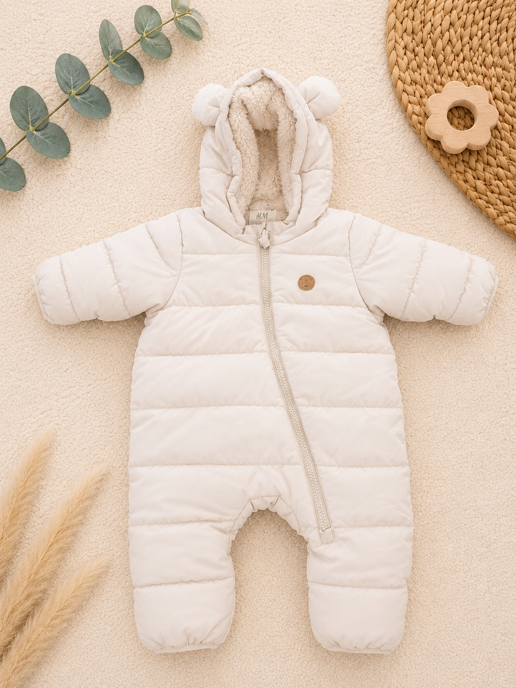 H&M Schneeanzug Creme Bärenohren