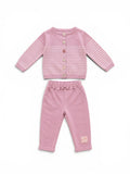 Set Strickjacke Gestreift & Sweathose Rosa