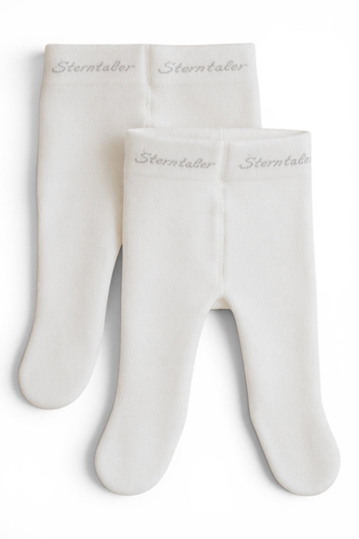 Sterntaler 2er-Pack Strumpfhosen Weiss mit Füsschen