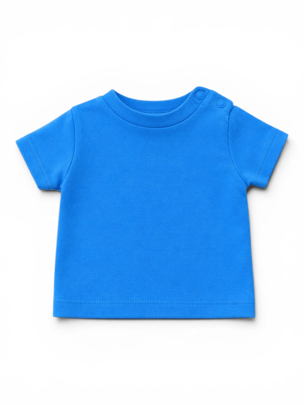 C&A Kurzarm-T-Shirt Royalblau Uni Schulterknöpfe