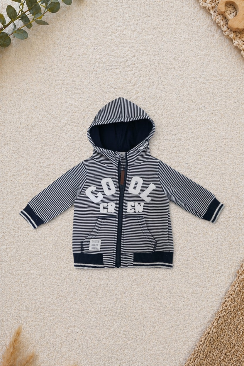Sweatjacke Navy-Weiss Gestreift Cool Crew Kapuze
