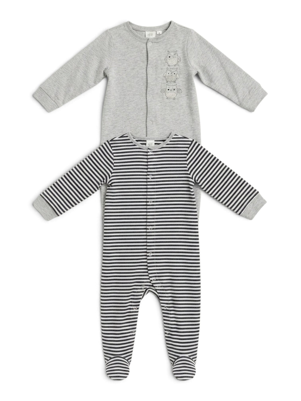 H&M 2er-Pack Strampler Eulen Gestreift