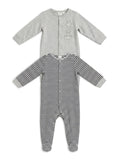 H&M 2er-Pack Strampler Eulen Gestreift