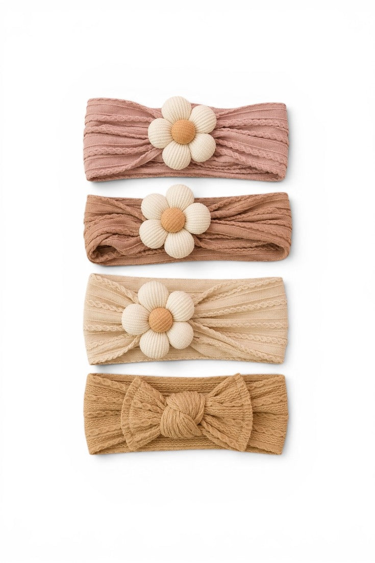 4er Set Baby Stirnbänder 3-24 M