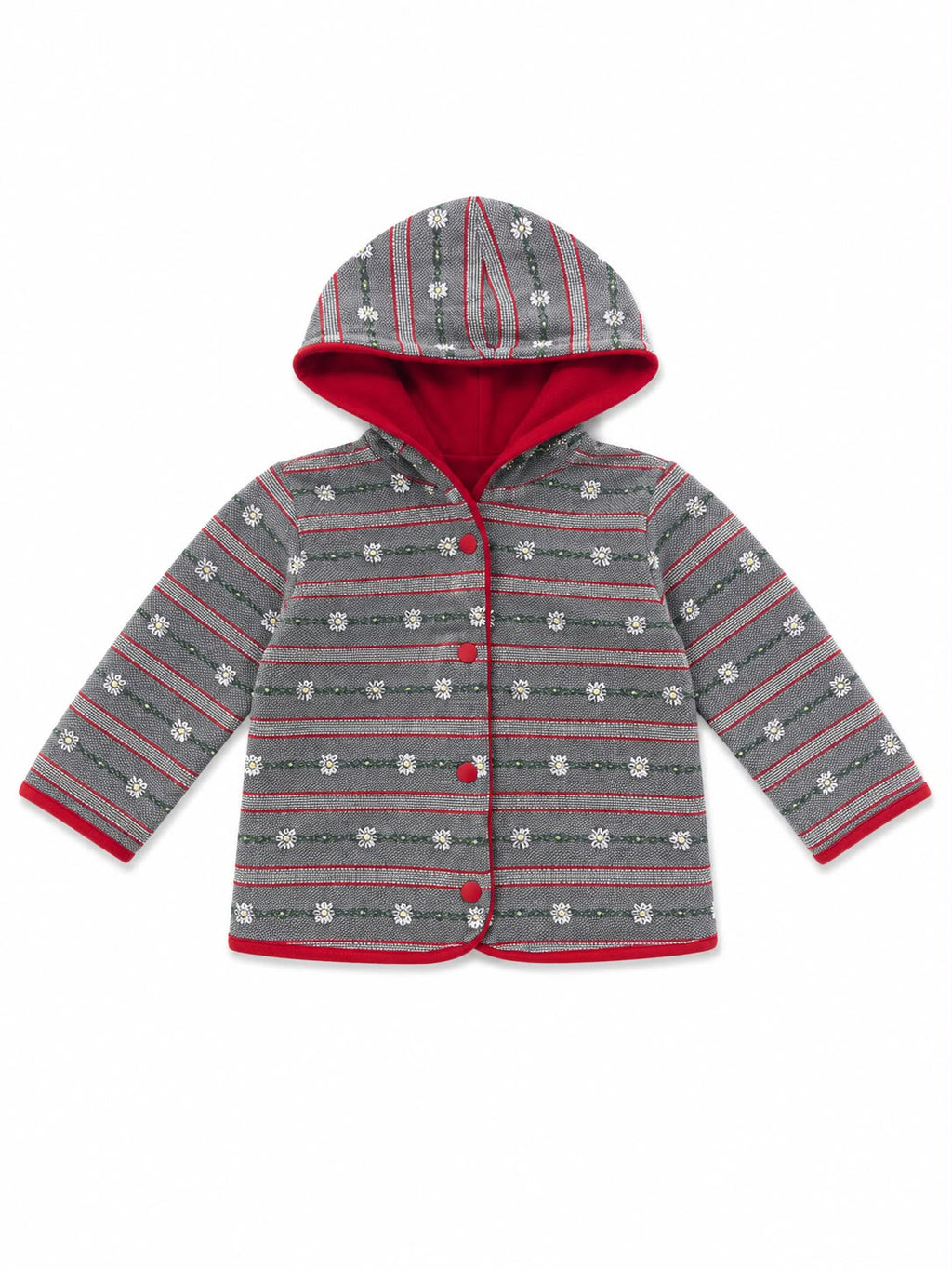 Jacke Grau Gestreift Edelweiss Kapuze