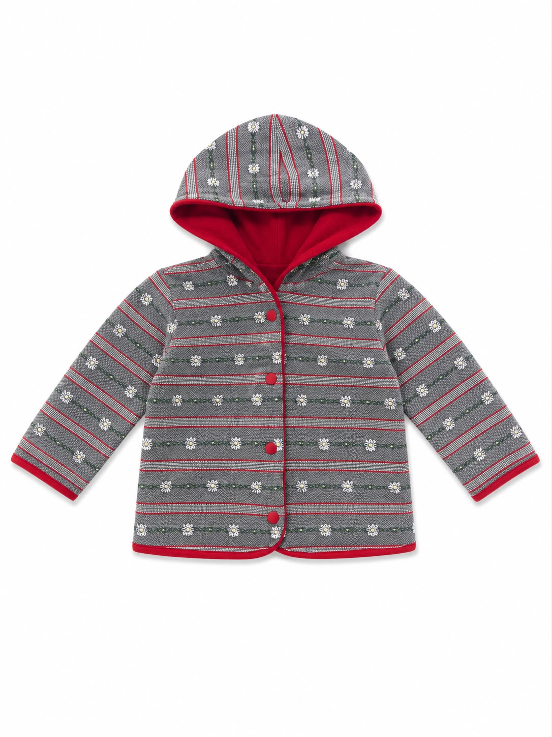 Jacke Grau Gestreift Edelweiss Kapuze