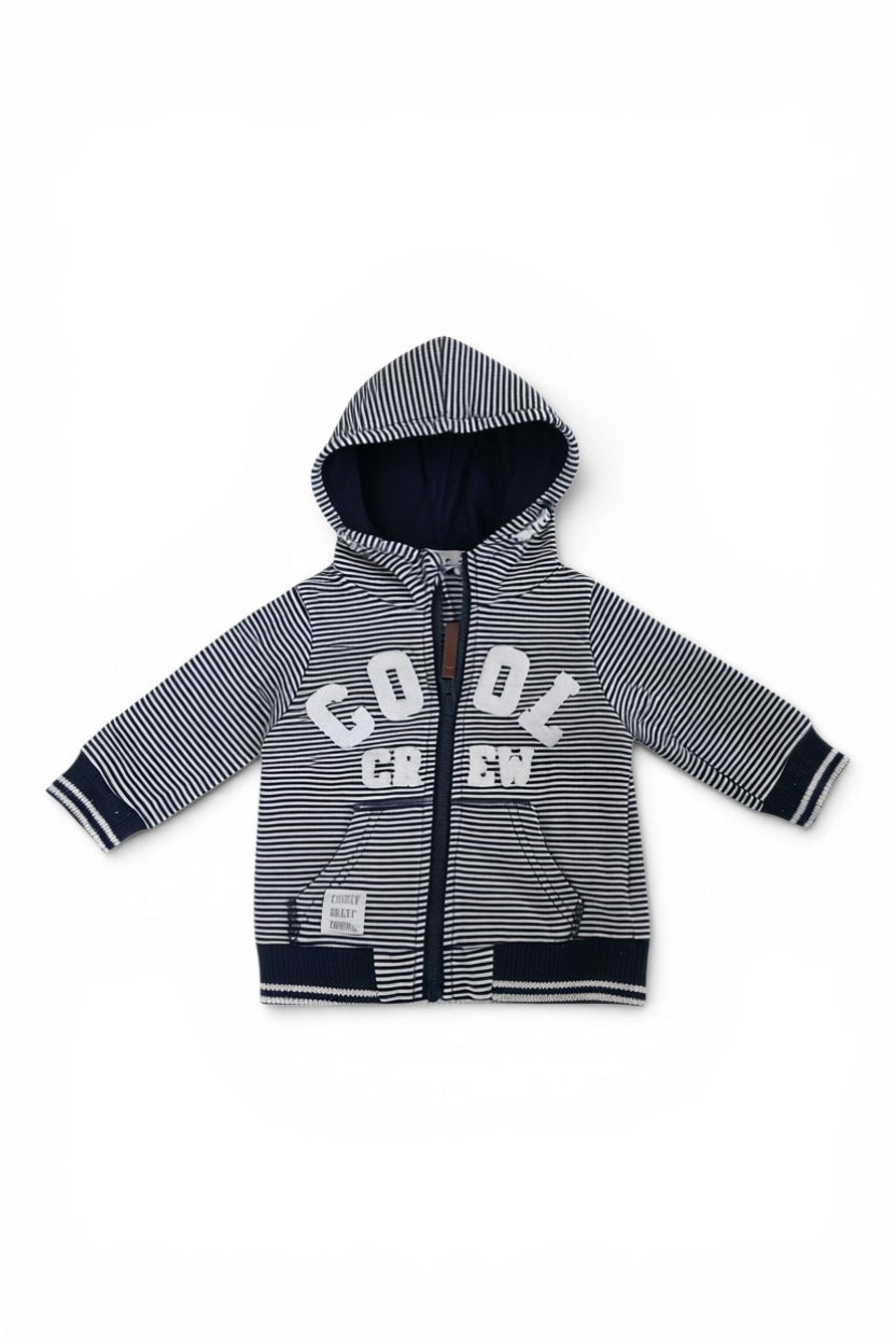 Sweatjacke Navy-Weiss Gestreift Cool Crew Kapuze