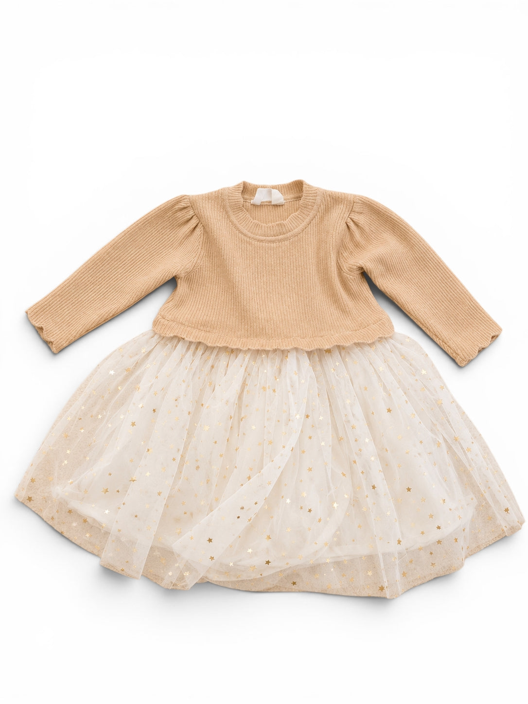 Baby-Set Strickpullover Caramel & Tüllrock Sterne